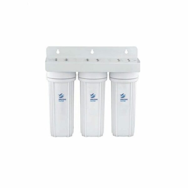 Proteas Filter Τριπλή Φιλτροθήκη Κάτω Πάγκου 2Μ Λευκή Πλαστική 10" - 1/2" & Κλειδί & Βάση - Image 1