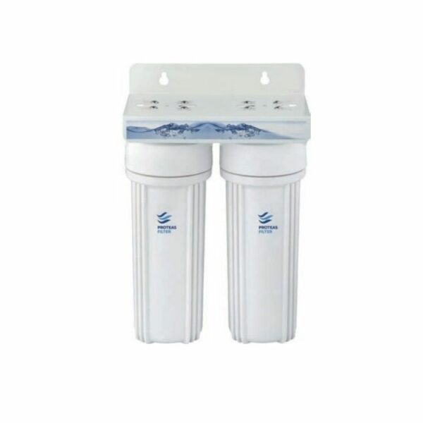 Proteas Filter Διπλή Φιλτροθήκη Κάτω Πάγκου 2Μ Λευκή Πλαστική 10" - 1/4" & Κλειδί & Βάση - Image 1